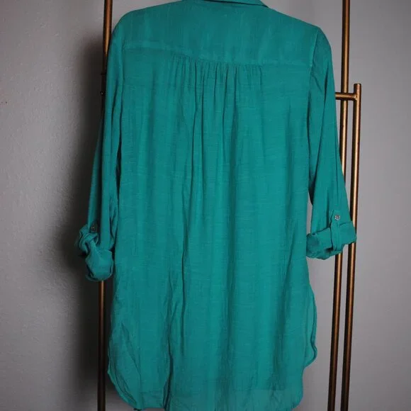 Cato Flowy Turquoise Button Up - Picture 2 of 4